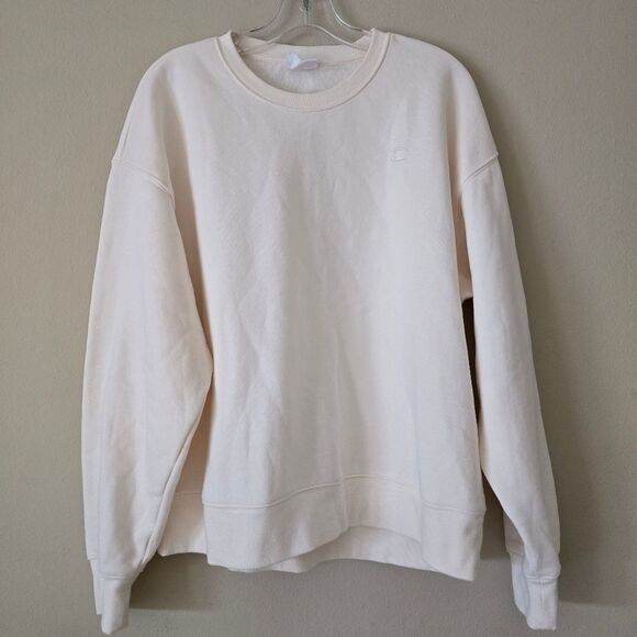 CHAMPION Essential Pullover Swestshirt In  Cream Size Large Unisex - Picture 2 of 12
